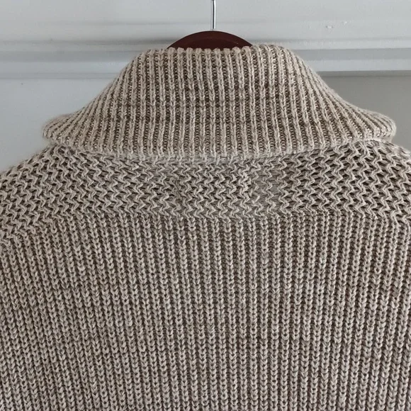 RALPH LAUREN Tan Heavy Knit Shawl Collared Cardigan Sweater, XL - Picture 9 of 12